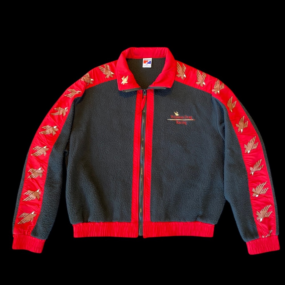 VTG Winston Cigarettes Drag Racing NHRA USA Full Zip Polar Fleece Black Sz L/XL